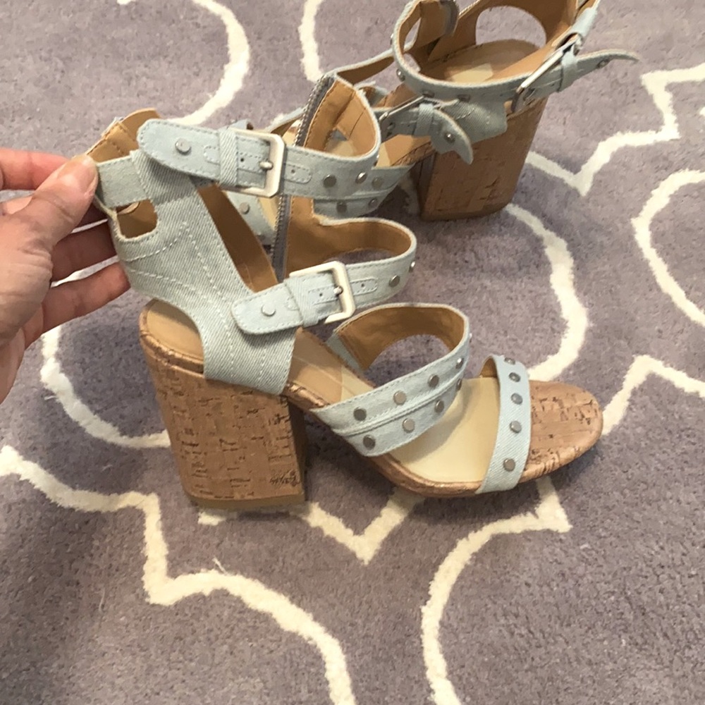 Dolce vita denim cork heel sandals size 8